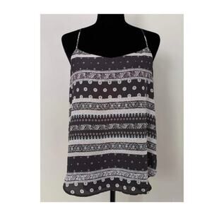 LOFT Spaghetti strap gray black  purple stripe tank XS